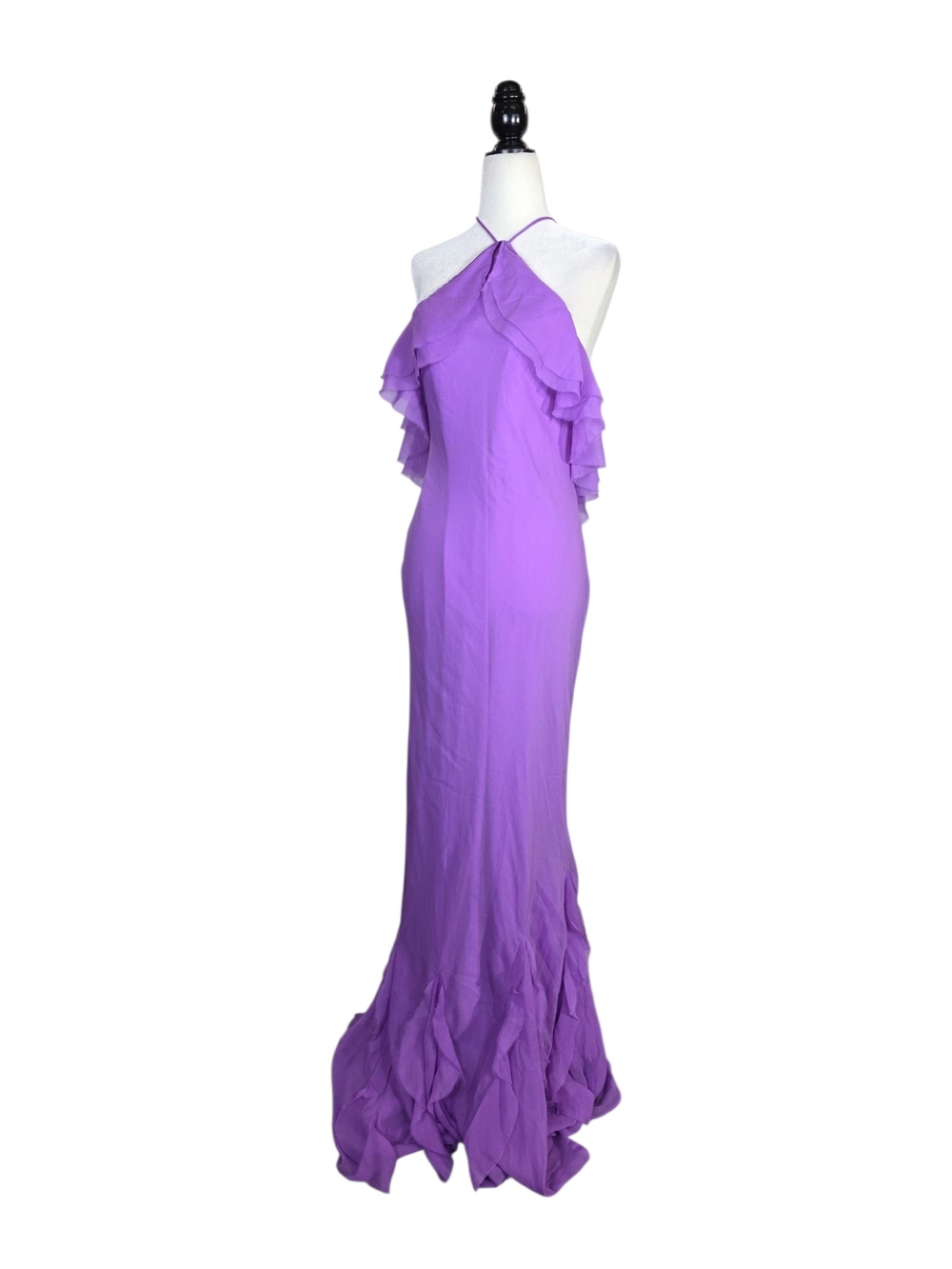 ASOS Violet flowy Ruffle Halter open back  Maxi Dress